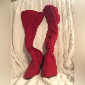 Torrid Red over the knees stretch boot 3.25” heel 10W